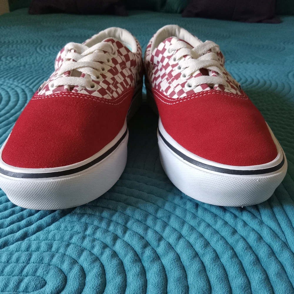 Vans Red & White Checkered Shoes Suede & Canvas W8/M6.5 - Picture 5 of 11
